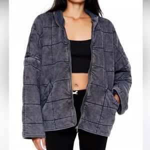 Forever 21 Charcoal Gray Quilted Oversized Jacket